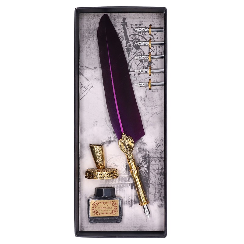 Feather Pen Exquisite Vintage Elegant Stainless Steel Smoothly Writing Wear