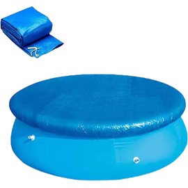 Round Pool Cover - Inflatable Above Ground Pool Cove, Dustproof Waterproof Prevent Leaves, Dustproof Pool Cover with Ventilation Holes and Drawstring Design (Blue, 6 FT)