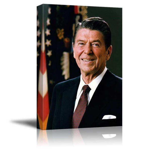 Portrait of President Ronald Reagan - Inspirational Famous People Series | Giclee Print Canvas Wall Art. Ready to Hang - 16"x24"