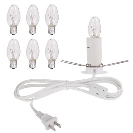 Wuluretoos Himalayan Salt Lamp Cord, Christmas Bulb,Salt Lamp Cord with Dimmer Control and Base Assembly,6 Feet,E12 Base for Himalayan Salt Lampsand with 2 Free 7W Bulbs (White)