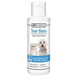 Vet Classics Tear Stain Liquid for Dogs & Cats, Water-Based, Helps Eliminate Tear Stains from Eyes & Prevents New Stains with Cranberry, Lutein, Eyebright, Oregon Grape Root, 4 OZ