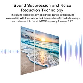 YPY Art Acoustic Panels Self Adhesive: Beach Wall Art Sound Proof Panel Decorative Acoustic Panels Acoustical Treatment for Recording Studio 8 Pack 12"x16"