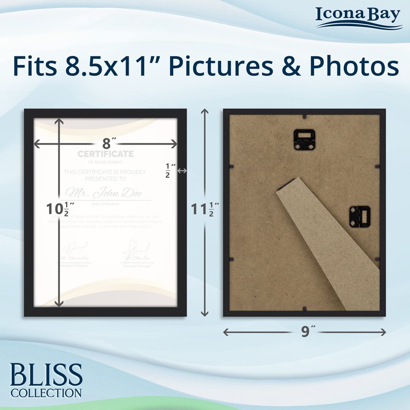 Icona Bay - 8.5x11 Certificate Frames - Black, 12 Pack