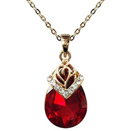 Navachi 18k Gold Plated Crystal Water Drop Zircon Flower Pattern Pendant Necklace 16"+2", circonita