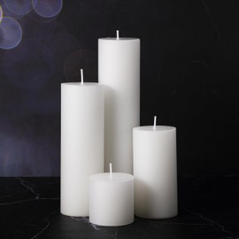 Shihanee Set of 8 Pillar Candles and Glass Cylinder Vases 4 Sizes Clear Cylinder Candle Holders for Pillar Candles Home Table Centerpieces Decoration (White)