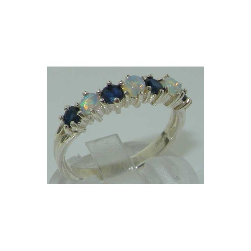 LetsBuySilver 925 Sterling Silver Real Genuine Opal & Sapphire Womans