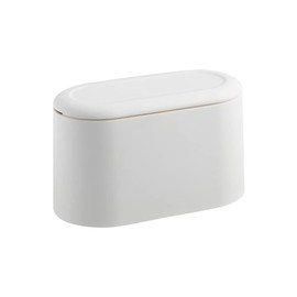 STOBOK 1pc Mini Desktop Trash Can Simple Press Cover Waste Bin for Office Home and Table Compact White Design for Spaces Garbage Container