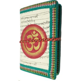 Purpledip Handmade Paper Journal 'Om, The Sound Of Vedas': Vintage Diary Notebook With Thread Closure (11489A)