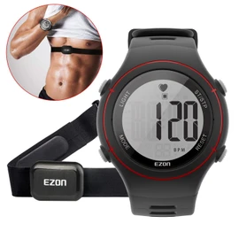 T037A11 Men's Running Watch Sport Watch IP67 Waterproof Dustproof 1.22 Inch Large Face Display with Transmitter Black