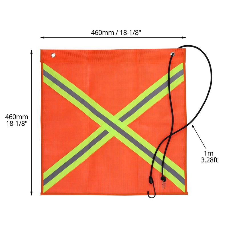 QWORK 18 x 18 Inch Safety Flag with Grommet, Bungee