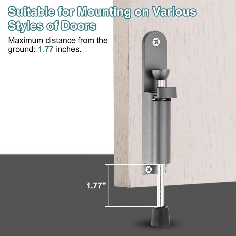 sourcing map 2 Pack Kickdown Door Stop, Spring Loaded Telescopic