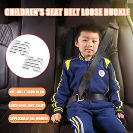 Seat Belt Adjuster, 2 Pcs Universal Car Seat Belt Clip Adjuster Shoulder Neck Strap Metal Seat Belt Locking Clip Buckle for Kids Adults (Silver)