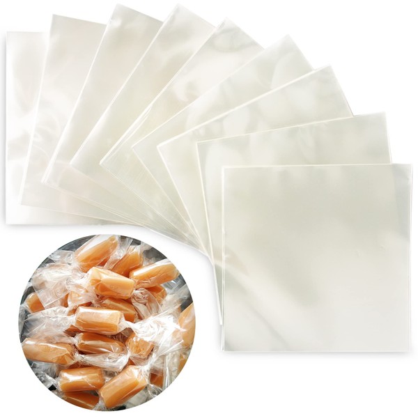 FIESTA WRAPS Clear Candy Wrappers for Caramels (600 Pcs 5 x 5 inches) - Natural Clear Cellophane Candy Wrappers - Caramel Wrappers - Candy Wrapping Paper - Chocolate Wrappers - Lollipop Wrappers