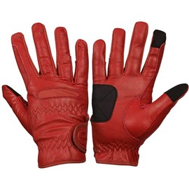 eGlove EQUEST GRIP PRO Leather Touchscreen Horse Riding Gloves (Coral Red, X-Large)