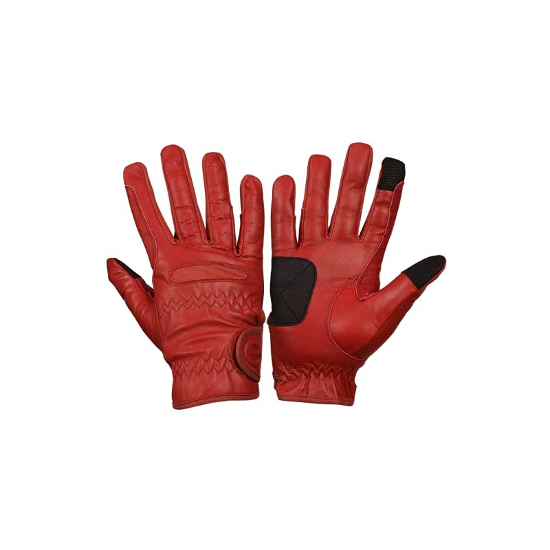 eGlove EQUEST GRIP PRO Leather Touchscreen Horse Riding Gloves (Coral