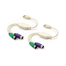USB to Dual PS/2 Adapter, for Mouse and Keyboard - White (Pack of 2)