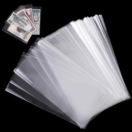 100 Pack Paper Money Holders Dollar Bill Sleeves Clear Money Sleeves Currency Collection Sleeves Protector Bag for Scratch-Resistant Display Paper Currency Collectors,6.8x 3.3inches