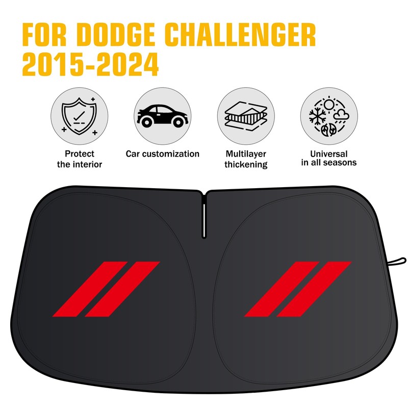 Windshield Sun Shade for Dodge Challenger 2015-2024, 300T Silver Sun
