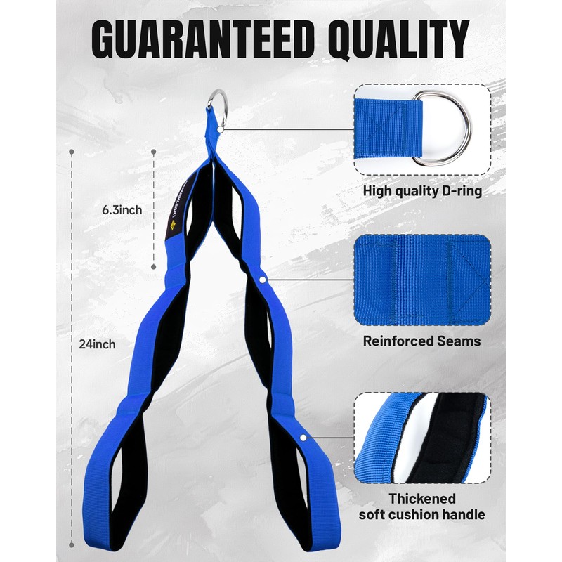 MANUEKLEAR Tricep Rope Cable Attachment Handles, Greater Range of Motion,