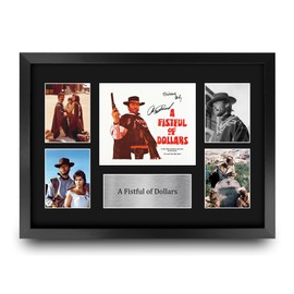 HWC Trading A Fistful of Dollars Gifts Printed Signed Autograph Presentation Display Montage for Movie Memorabilia Fans - A3 Framed