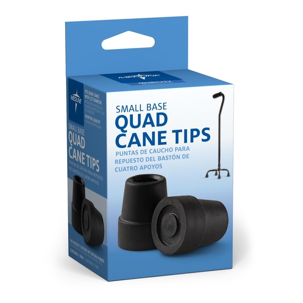 1/2" Tips for Small Base Cane, Black- Box contains 1 pair