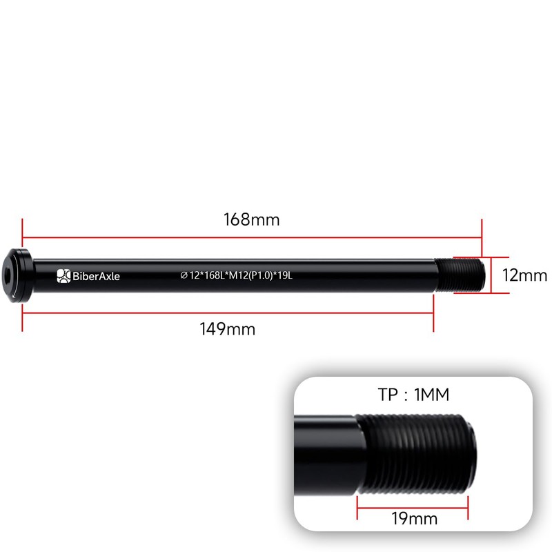 BiberAxle 12 mm Thru Axles for Bicycle Forks and Rear
