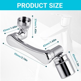 1440° Tap Extension - Rotating Multifunctional Extension Tap with 2-Way Adjustable - Tap Attachment for Kitchen and Bathroom (Silver)