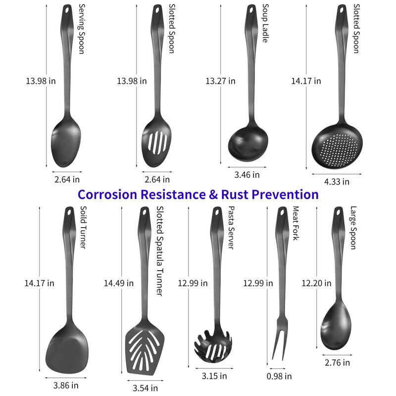 304 Stainless Steel Kitchen Utensil Set - 9pcs Cooking Utensils,