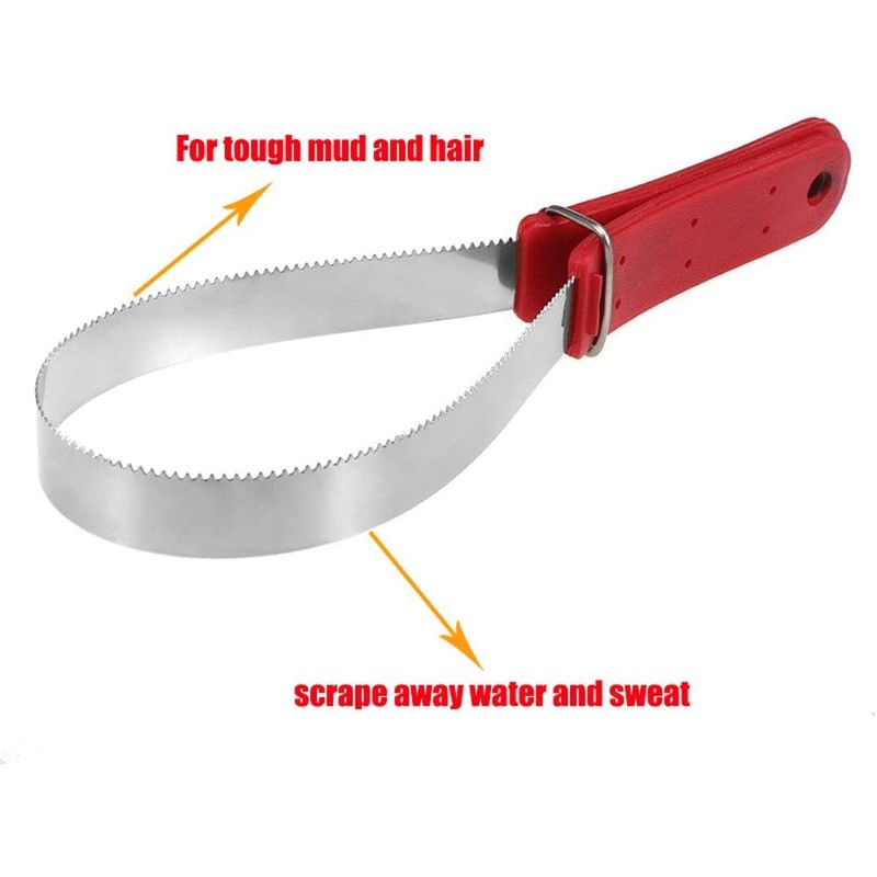 SEIWEI Equine Sweat Scraper Horse Shedding Care Tool, Stainless Steel