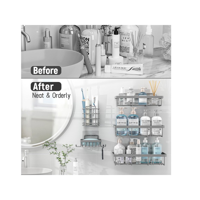 Liuoud 5 Pack Shower Caddy Organizer Rack Shelf for Inside