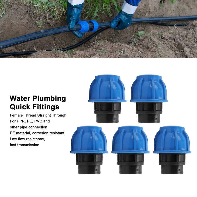 5PCS Plumbing Fittings Water Pipe Quick Connector Coupling Kit Female