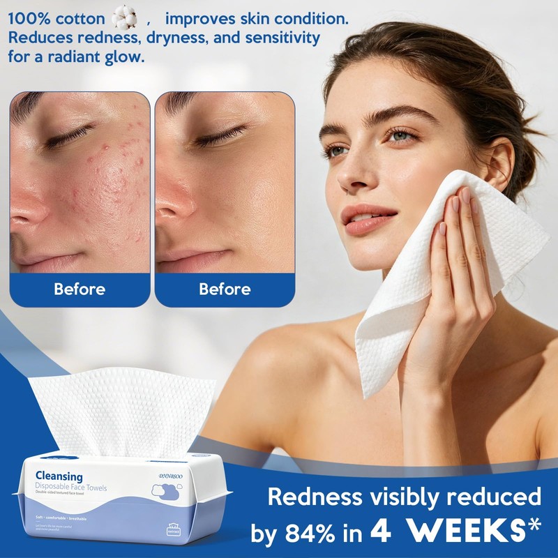 Face Towels, Disposable Face Towels 200 Count, Biodegradable Ultra Soft