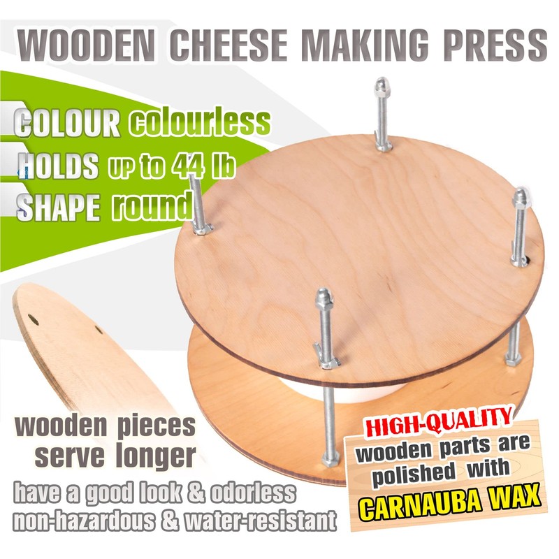 Wooden cheese press diameter 11.2 in and 1 cheese making