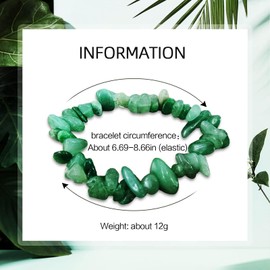 Natural Gemstone Bracelets, Natural Crystal Chip Bead Bracelet, Natural Gemstone Chakra Crystal Healing Stretch Bracelets, Jewelry Accessories (Emerald)