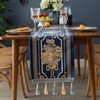 Tassel Floral Table Runner Floral Soft Decorative Chenille Dustproof Table