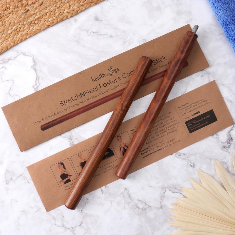StretchNHeal Multipurpose Wooden Pranayama Stick – Lung Opener for Fuller