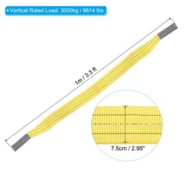 PATIKIL Lift Strap 3" x3.3', 2-Ply Polyester Tie Down Web Straps 6614lbs Capacity for Lifting Moving Rigging Hoisting, Yellow