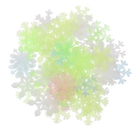 uxcell 50pcs Glow in The Dark Snowflake Fluorescent Plastic Wall Stickers Adhesive Murals Decals for Home Art Ceiling Bedroom Wall Decorations, Mixed