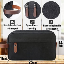 Men's Travel Toiletry Bag,Portable Travel Organizer,Travel Razor Bag, Women'sToiletries Canvas cosmeticBag, Cosmetic AccessoryOrganizer, individualCompartments withHandles, Black