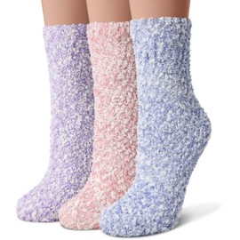 Sockswift Womens Fuzzy Socks 3 Pairs Soft Cozy Winter Fluffy Slippers Calf Sock Gift