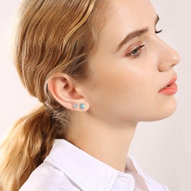 6 Pairs Stud Earrings Set,Hypoallergenic Opal Earrings Gold Plated Stud Earrings for Women, Metal, circonita