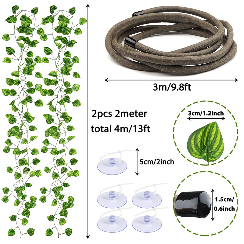 QUOZUO Reptile Tank Accessories Plants Vines and Flexible Reptile Artificial