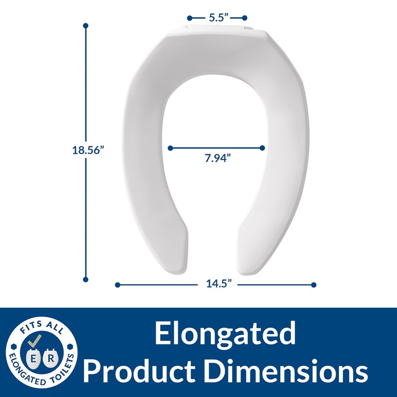 BEMIS 1955CT Commercial Open Front Plastic Toilet Seat, Heavy Duty
