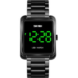 findtime LED Digital Men's Watches Calendar Stainless Steel Minimalist Watches for Men Gold, black, Bracelet