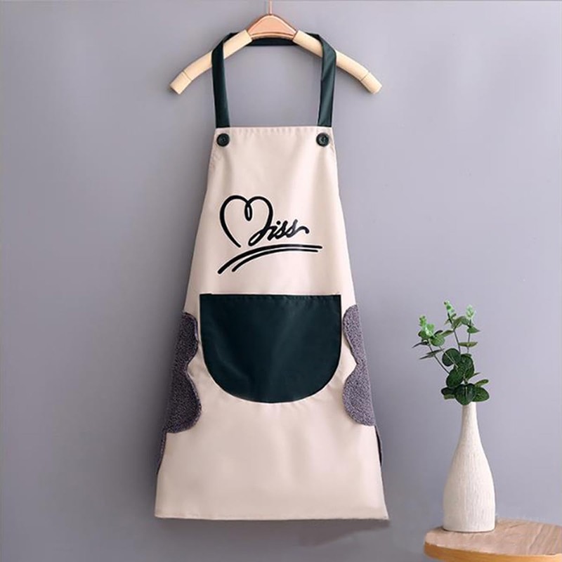 2 Pack Kitchen Cooking Aprons, Waterproof and Oil-Proof Wipe-able Hand