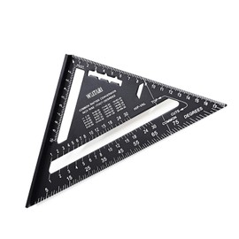 WEITARI 7 inch Rafter Square Triangle Ruler Angle Ruler Aluminum Alloy Double Scale Carpenter Triangle Square Rafter Tool Mensurement Tool for Woodworking and Carpentry