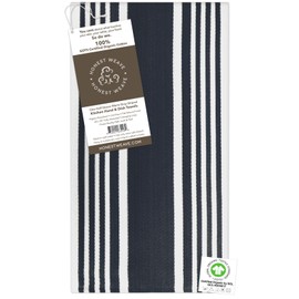 HONEST WEAVE GOTS Certified Organic Cotton Kitchen Hand and Dish Towel Sets - Oversized 20x30 inches, Fully Hemmed, in Designer Colors, 6-Pack, Sand Stripe