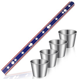 MiniInflat Shot Board Stainless Steel Shot Glass Set Board with 4 Stainless Steel Glasses Vintage Drinking Ski Party Decorations Glass Board for Family Reunion winter Christmas Party