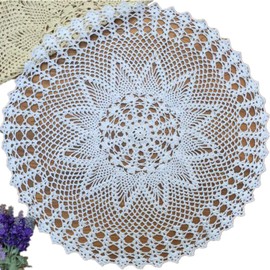 Yizunnu Round Cotton Lace Placemats Handmade Wedding Party Table Mats 60cm