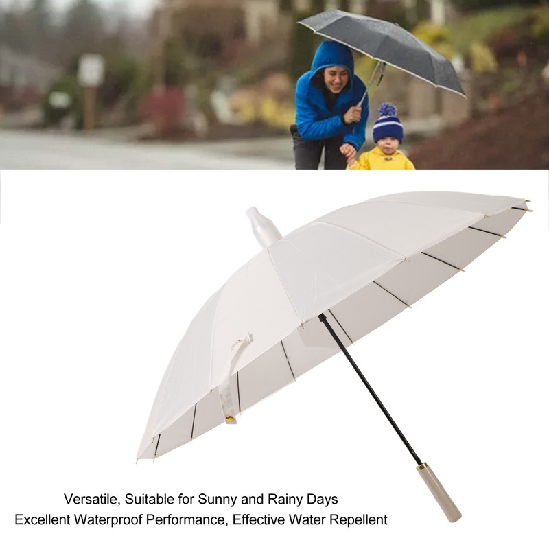 Large Umbrella Automatic Open 16 Ribs Waterproof with Cover Long